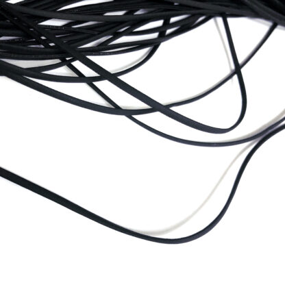Flat black leatherette string by metre - width 2.5 mm