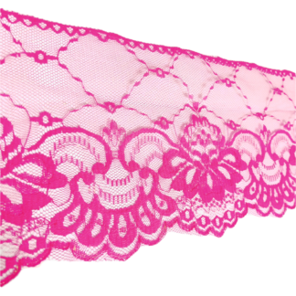 Iridescent glittery pink net lace ribbon by metre - width 138 mm