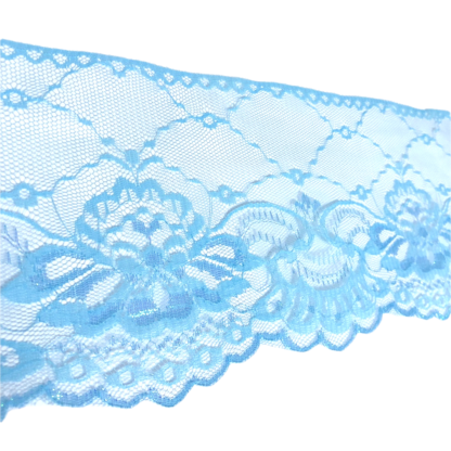 Iridescent glittery light blue net lace ribbon by metre - width 129 mm