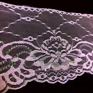 Iridescent glittery light pink net lace ribbon by metre - өргөн 13.6 см