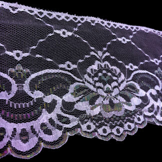 Iridescent glittery violet net lace ribbon by metre - width 140 mm