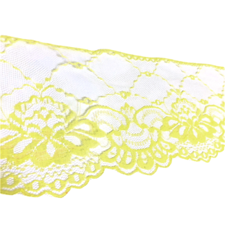 Iridescent glittery yellow net lace ribbon by metre - width 144 mm