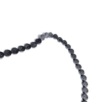 Dark grey flat round hematite beads with yin and yang pattern by strand - diametre 9.5 mm - length 41 cm