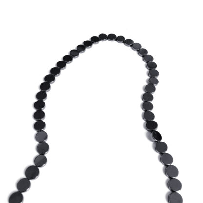 Dark grey flat round hematite beads by strand - diametre 8 mm - length 41 cm