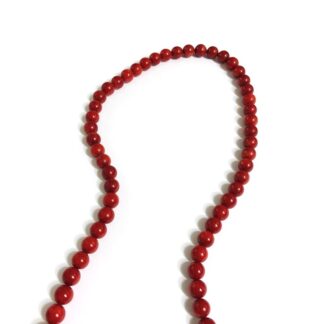 Round red coral beads by strand - diametre 7 mm - length 40 cm