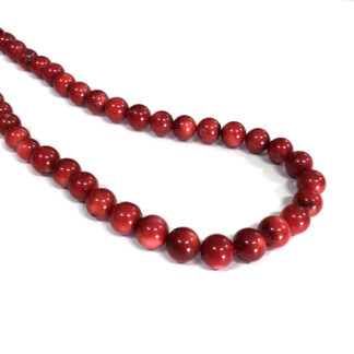 Round red coral beads by strand - diametre 10 mm - length 41 cm