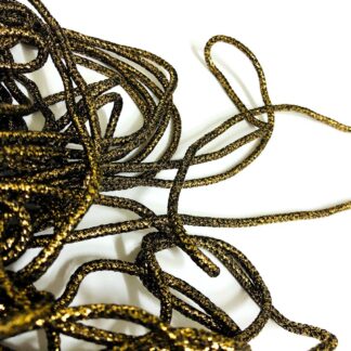 Glittery golden and black round cord by metre - diametre 3.5 mm