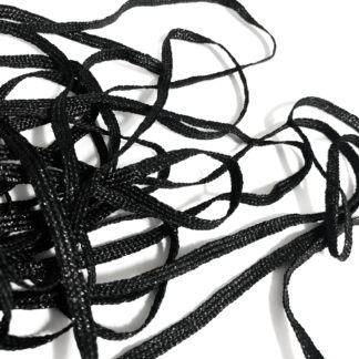 Glittery flat black braided cord by metre - width 5 mm