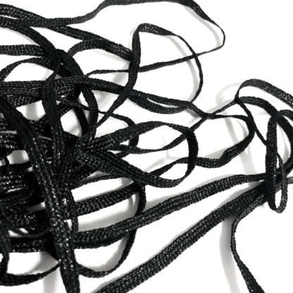 Glittery flat black braided cord by metre - width 5 mm