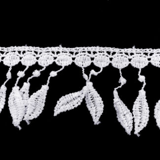 White leaves lace fringe by metre - width 55 mm
