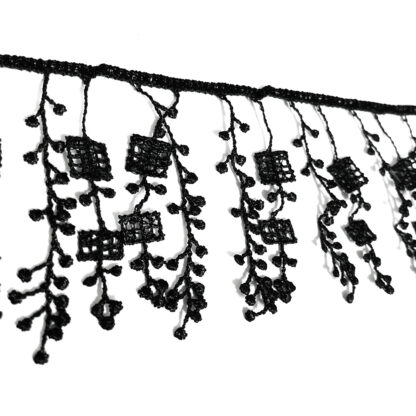 Black lace fringe by metre - width 65 mm
