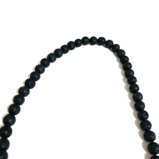 Round black lava beads by strand - diametre 8 mm - length 39 cm