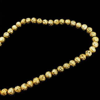 Round metallic golden lava beads by strand - diametre 8.5 mm - length 39 cm