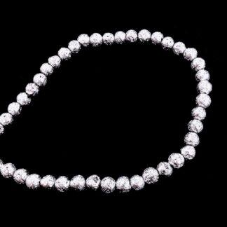 Round silvery metallic lava beads by strand - diametre 8 mm - length 38 cm