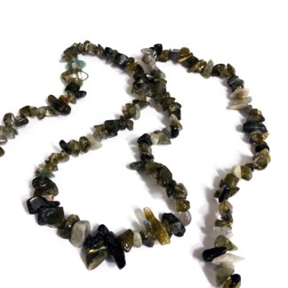 Greenish grey moonstone beads by strand - size 4 x 9 mm - length 84 cm