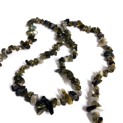 Greenish grey moonstone beads by strand - size 4 x 9 mm - length 84 cm