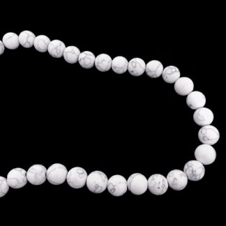 Round white stone crackle beads by strand - diametre 10 mm - length 37 cm