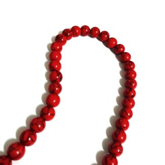 Round crackle red stone beads by strand - diametre 10 mm - length 38 cm