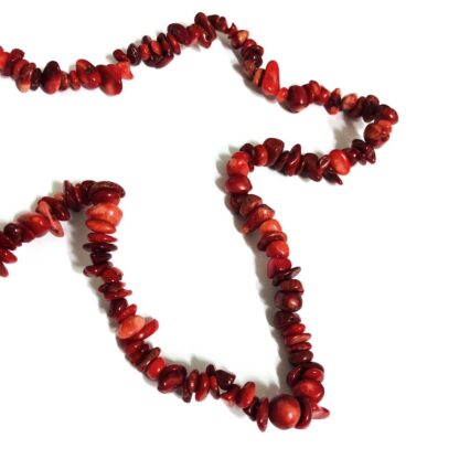 Red stone beads by strand - size 9 mm - length 80 cm