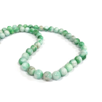 Round green and white stone beads by strand - diametre 8 mm - length 38 cm