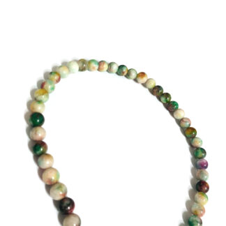 Round green white red and pink stone beads by strand - diametre 8 mm - length 39 cm