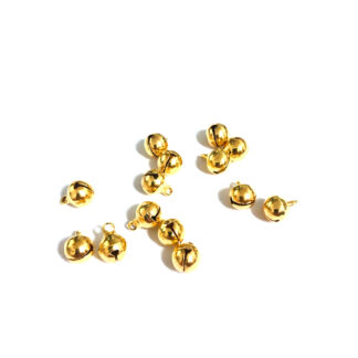Golden metal round pendant jingle bells - diametre 8 mm - 10 pieces