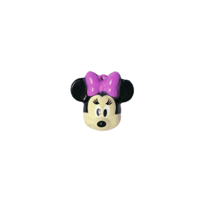 Black pink yellow and white Mickey Mouse head pendant jingle bell - size 32 mm