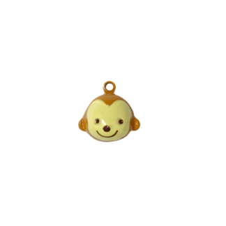 Cream yellow and brown monkey head pendant jingle bell - size 20 mm