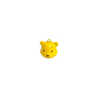 Yellow and brown Whinnie-the-Pooh bear head pendant jingle bell - size 20 x 23 mm