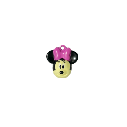 Black pink yellow and white Mickey Mouse head pendant jingle bell - size 21 mm