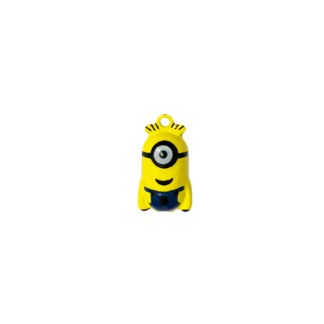 Yellow black white and blue Minion pendant jingle bell - size 14 x 27 mm