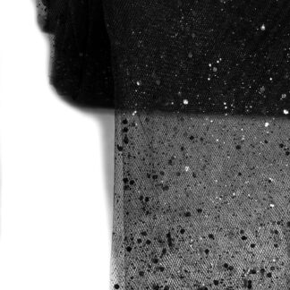 Glittery stiff black net fabric by metre - width 157 cm