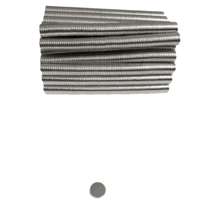 Flat round silvery metal magnets - size 10 x 2 mm - 10 pieces