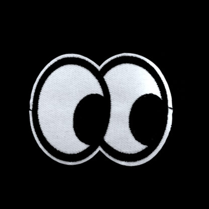 Black and white pair of eyes iron-on garment sticker by piece - size 60 x 78 mm