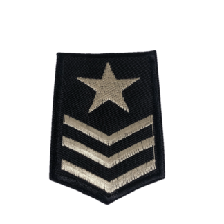 Black and cream yellow epaulette iron-on garment sticker by piece - size 51 x 75 mm