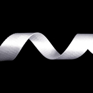 Shiny flat white webbing by metre - width 25 mm