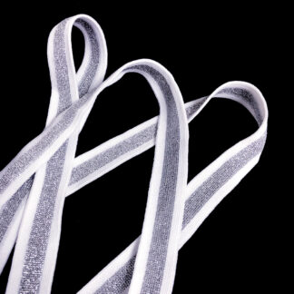 Glittery silvery and white band by metre - width 21 mm