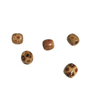 Red and yellow wooden beads - size 16 mm - 10 pieces