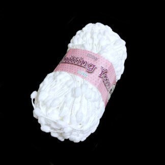 White pompon yarn - size 1.5 and 9 mm - weight 100 g