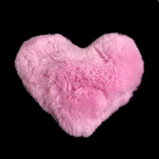 Light pink fur heart with white elastic loop - size 90 х 100 mm