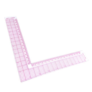 Right angular transparent bluish pink ruler - side length 160 mm