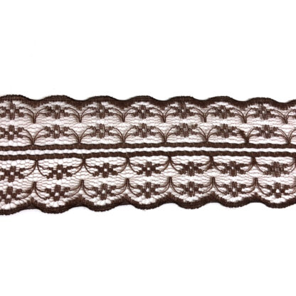 Dark brown lace trim ribbon by metre - width 45 mm
