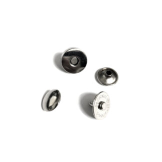 Silvery metal round magnetic clasps - diametre 15 mm - 4 sets