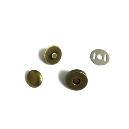 Brass metal round magnetic clasp - diametre 15 mm - 4 sets