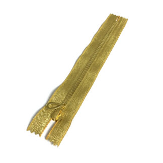 Golden zipper with plastic teeth and metal slider - length 20 cm
