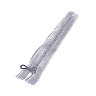 Silvery zipper with plastic teeth and metal slider - length 20 cm