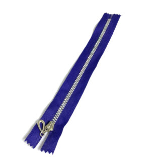 Purple blue zipper with plastic teeth and metal slider - length 20 cm