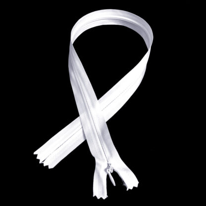 White invisible zipper with plastic teeth - length 50 cm