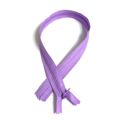 Light purple invisible zipper with plastic teeth and metal slider - length 50 cm