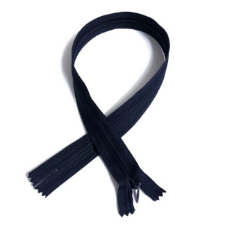 Dark blue invisible zipper with plastic teeth and metal slider - length 50 cm